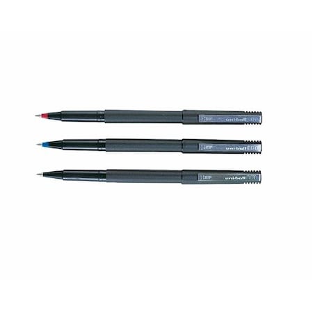 Uni-Ball Uni-ball 079125 Water Resistant Rollerball Pen; 0.5 Mm. Micro Tip; Red Ink; Black Barrel; Pack Of 12 79125